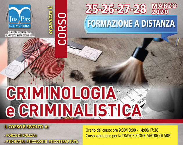 Corso di formazione a distanza  in criminologia e criminalistica 